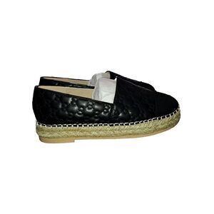Jijixi Espadrille Black Quilted Cap Toe slip on flats 250 US 8.5 Summer Beach